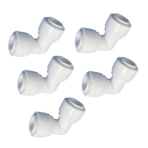3/8 inch x3/8 inch Tube Push Union Elbow Quick Connect for RO Water Filter Fitting（ Pack of 5） (5 Count)