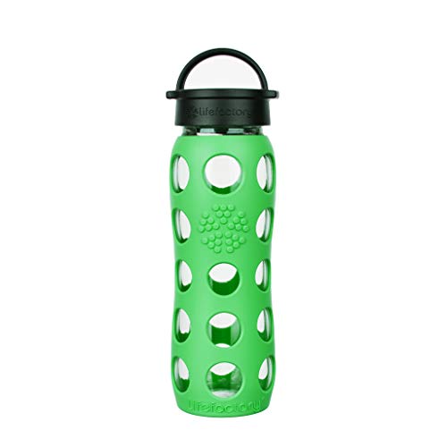 22-Ounce BPA-Free Glass Water Bottle with Classic Cap and Protective Silicone Sleeve, Moss