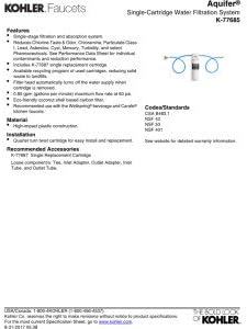 KOHLER 77685-NA Aquifer Single Cartridge Water Filtration System