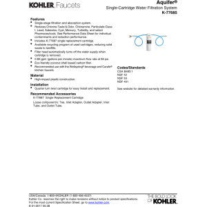77685 NA Aquifer Single Cartridge Water Filtration System