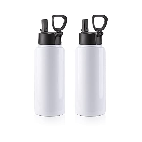 2 Pack Sublimation Blanks Tumblers Sports Water Bottles 32 OZ (2 Count)