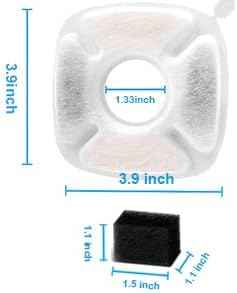 8 Pack Pet Cat Water Fountain Filters Replacement Compatible with Veken 67oz/2L, 95oz/2.8L, 135oz/4L Automatic Stainless Steel Cat Water Fountain, Cat Fountains for Drinking, with Pre-Filter Sponges