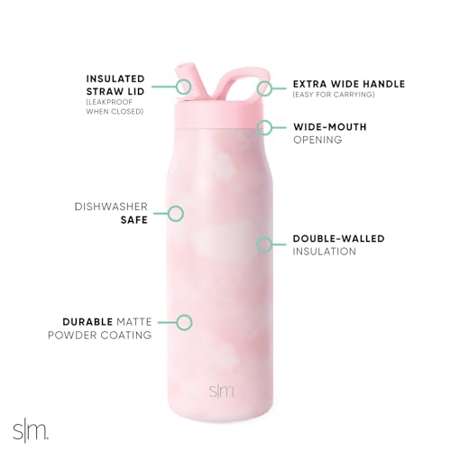 Insulated Water Bottle with Manual Straw