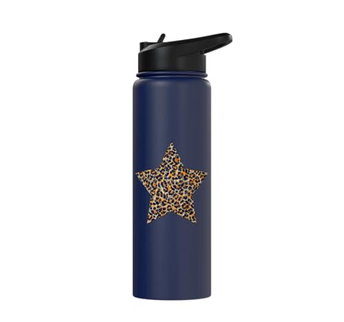 Star Shape Cute Cheetah Leopard Print Graphic Stainless Steel Insulated Water Bottle