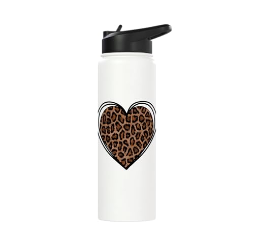 Heart Shape Cute Cheetah Leopard Print Graphic Stainless Steel Insulated Water Bottle