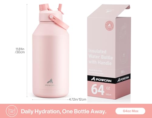 64 oz Insulated Water Bottle with 2