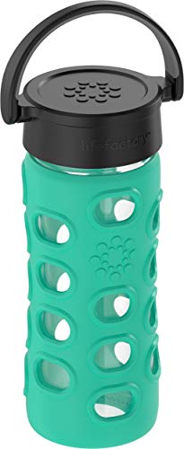 12-Ounce BPA-Free Glass Water Bottle with Classic Cap and Protective Silicone Sleeve, Kale
