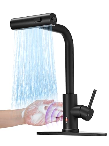 Touchless Black Kitchen Faucets with Pull Down Sprayer