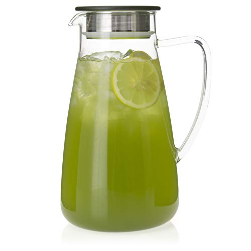 838-A-GTE Flask Glass Iced Tea Jug, 64 oz, Green Tea