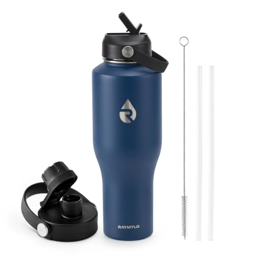 40 oz Insulated Water Bottle with Straw fit in Car Cup Holder