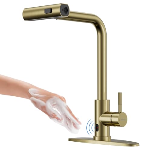 Gold Touchless Kitchen Faucet with Pull Down Sprayer