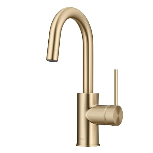 Oletto Single Handle Kitchen Bar Faucet with QuickDock Top Mount Installation Assembly in Spot Free Antique Champagne Bronze
