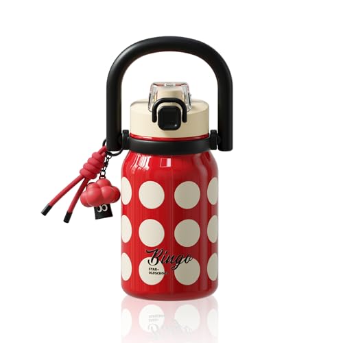 32 oz Leak proof Insulated Water Bottle with Straw & Handle Red