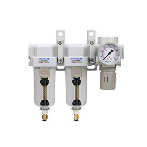 SAU430-N04DG-MEP Three Stage Air Drying System Particulate Air Filter, Coalescing Filter, Air Pressure Regulator Combo 1/2" NPT - Metal Bowl, Auto Drain, Bracket, Gauge