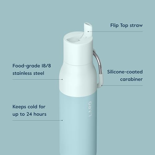 Flip Top Insulated Stainless Steel Reusable Water Bottle with Straw