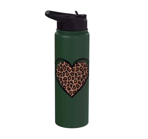 Heart Shape Cute Cheetah Leopard Print Graphic Stainless Steel Insulated Water Bottle