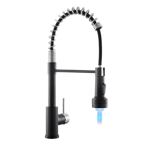 Led Kitchen Faucet with Pull Down Sprayer Nickel and Black