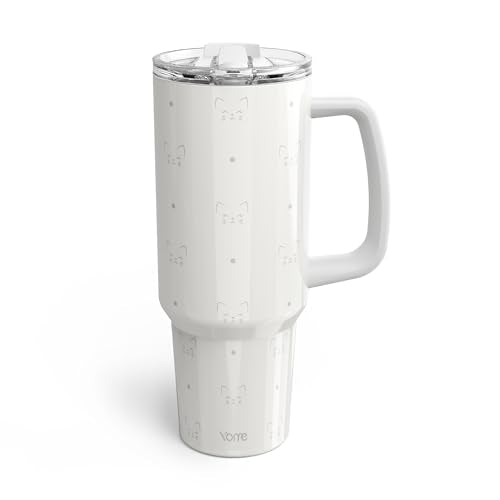 40 oz Cat Gray Tumbler with Handle and Flip Straw for Women