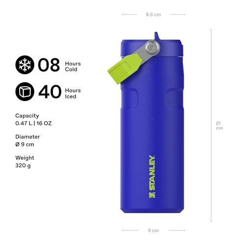 1913 Flip Straw Drinking Bottle 0.47 L Cobalt Chartreuse