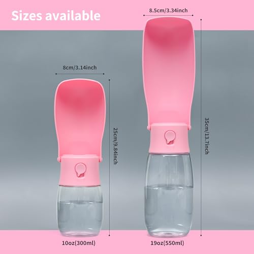 Portable Dog Water Bottle 10oz Pink
