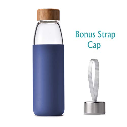 25 Oz Borosilicate Glass Water Bottles with Bamboo Lid