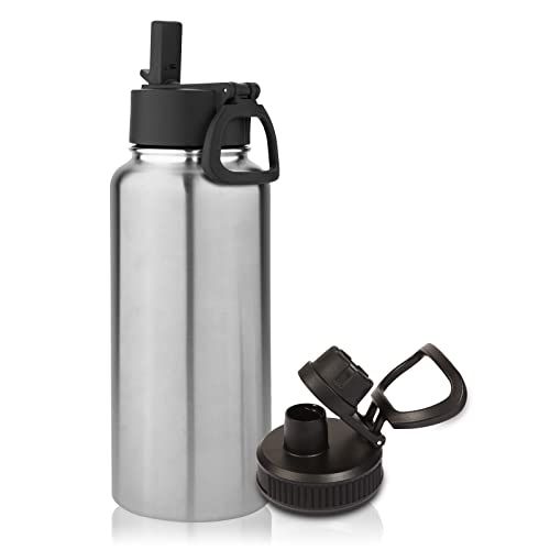 32 oz Insulated Water Bottle with Straw Lid and Spout Lid