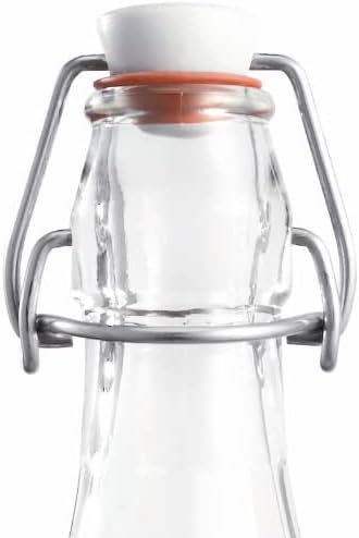 Le Parfait Bottles Glass Swing Top Bottle with Airtight Printed logo Swing Stopper | Works as Preserving Bottle for Juices & Salad Dressing| 16oz (Pack of 3) 500ml