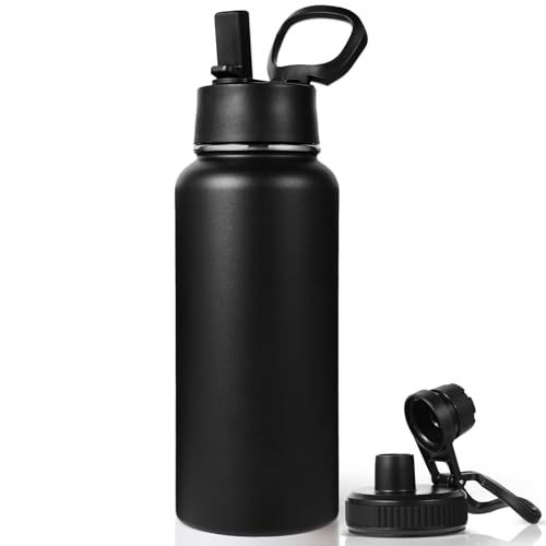 32 oz Insulated Water Bottle with 2 Lids