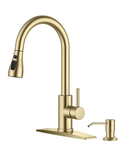 Gold Kitchen Faucet with Soap Dispenser
