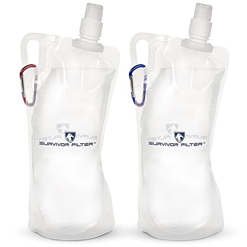 1L Clear Collapsible Water Bottles (2 Count)