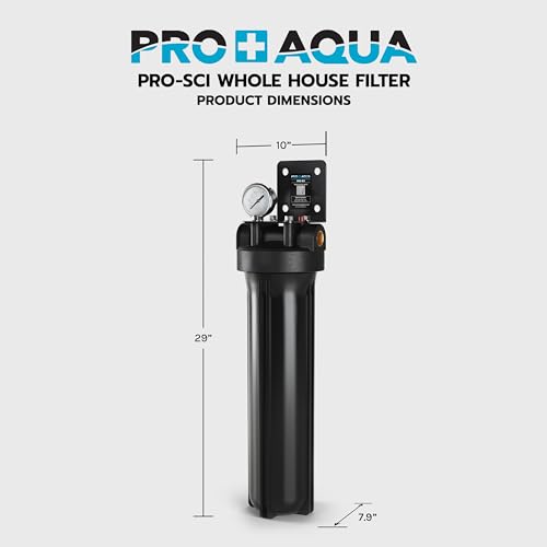 PRO SCI Whole House Single Stage Carbon Infused Water Filter System with Pressure Gauge