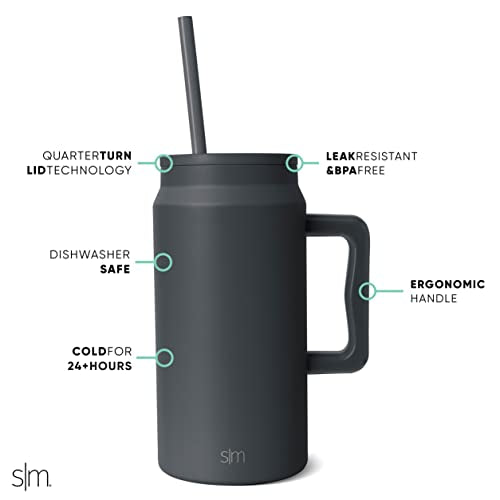 50 oz Mug Tumbler with Handle and Straw Lid