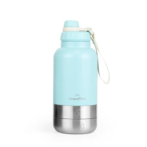 Insulated Portable Dog Water Bottle with 2 Detachable Water Bowl Dispenser