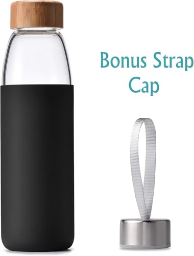 25 Oz Borosilicate Glass Water Bottles with Bamboo Lid