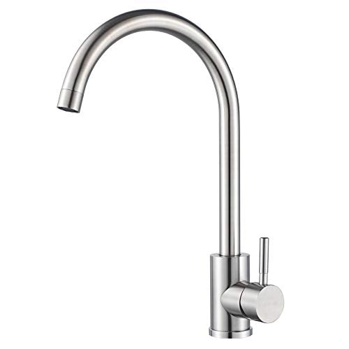 Single Handle High Arc Kitchen Faucet Stainless Steel Brushed Nickel
