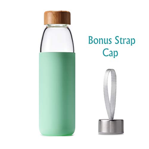 25 Oz Borosilicate Glass Water Bottles with Bamboo Lid