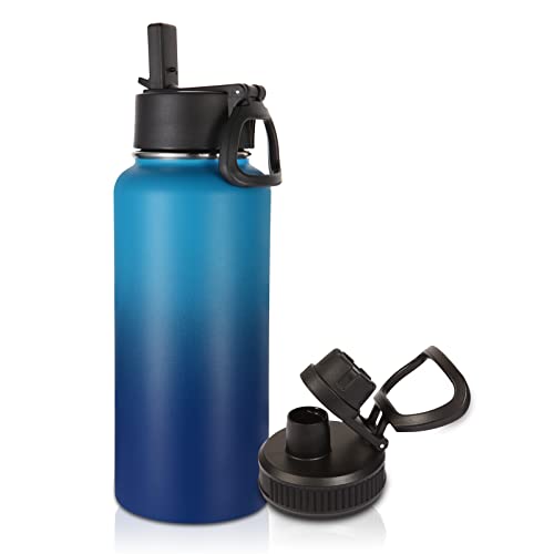 32 oz Water Bottle with Straw Lid & Spout Lid