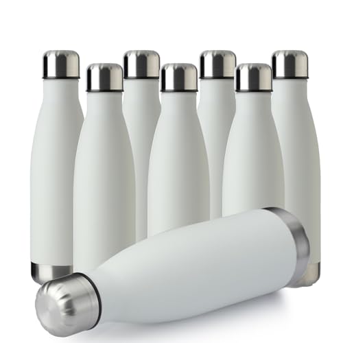 17oz Sport Water Bottle 8 Pack Vacuum Insulated Stainless Steel Sport Bottle Leak (8 Count)