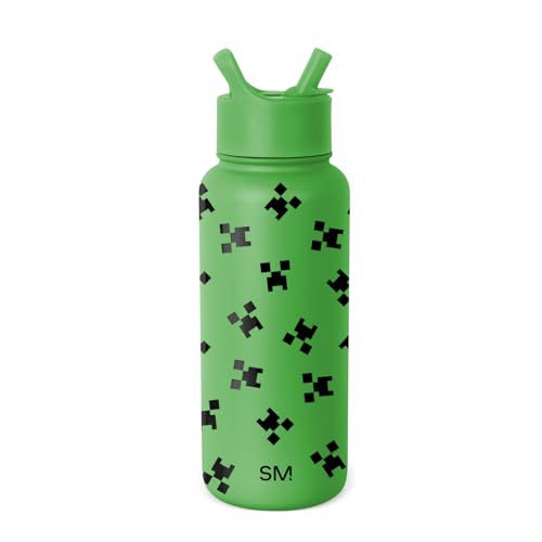 Minecraft Water Bottle with Straw