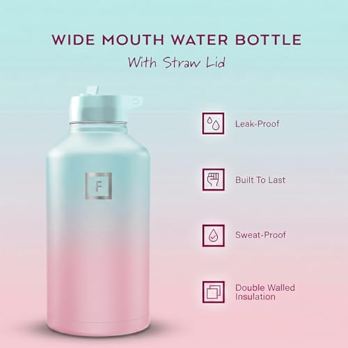 64 oz Wide Mouth Water Bottle with Straw