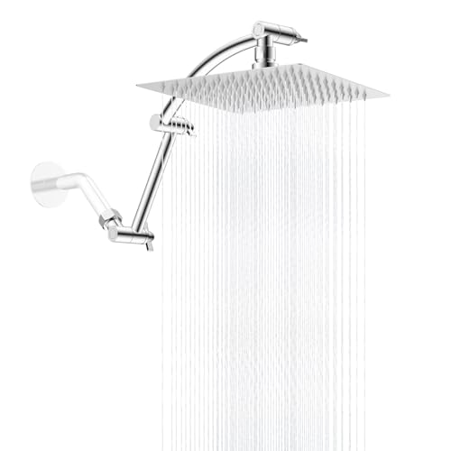 All Metal 8'' Rain Shower Head with 16'' Extension Arm