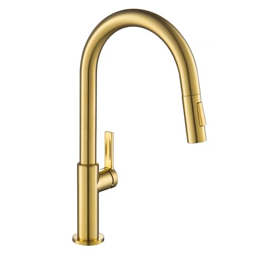 Spot Free Brushed Brass Pull Down Kitchen Faucet KPF