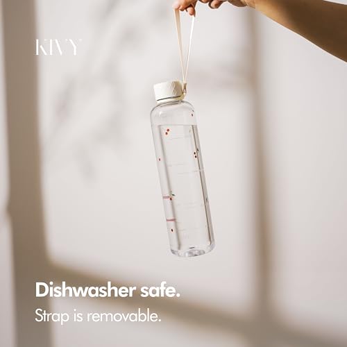 Clear water bottle 32oz [Lightweight & Shatterproof] Fits Backpack & Cupholder for Travel