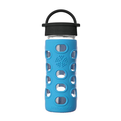 12-Ounce BPA-Free Glass Water Bottle with Classic Cap and Protective Silicone Sleeve, Cobalt Blue