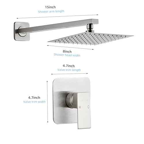 Shower Faucet Set Matte Black Bathroom Rainfall Shower System Wall Mount with 8 Inch Square Shower Head