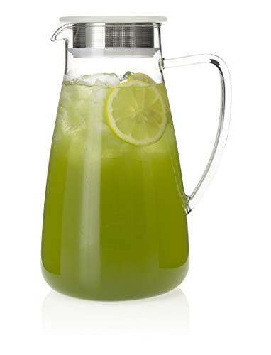 838-A-ICE Flask Glass Tea Jug Pitcher, 64 oz, Ice