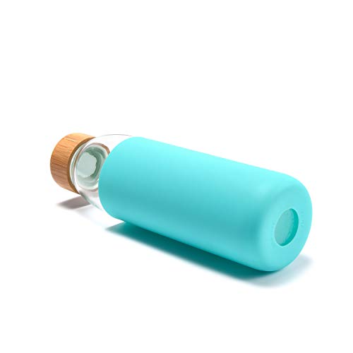 18 Oz Borosilicate Glass Water Bottles with Bamboo Lid