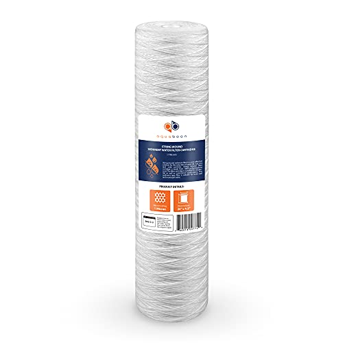1 Micron Whole House 20" x 4.5" String Wound Water Filter Replacement Cartridge for Well Water Compatible with SWC (10 Count)
