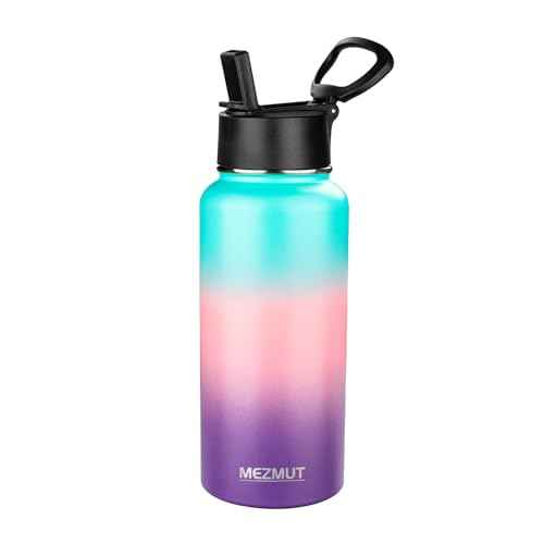32oz Metal Sports Insulated Water Bottle with Straw Lid