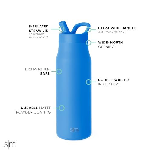 Insulated Water Bottle with Manual Straw